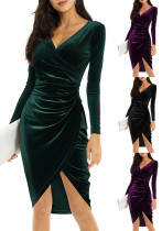Women Sexy Long Dress V-Neck Bodycon Irregular Midi Cocktail Dress Women Sexy Long Dress V-Neck Bodycon Irregular Midi Cocktail Dress