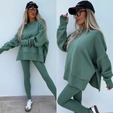 Women Spring Casual Long Sleeve Top and Long Pants Two-piece Set