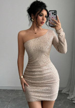 Women Slash Shoulder long sleeve sequin dress Women Slash Shoulder long sleeve sequin dress