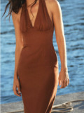 Women summer sexy v-neck backless Halter Neck dress