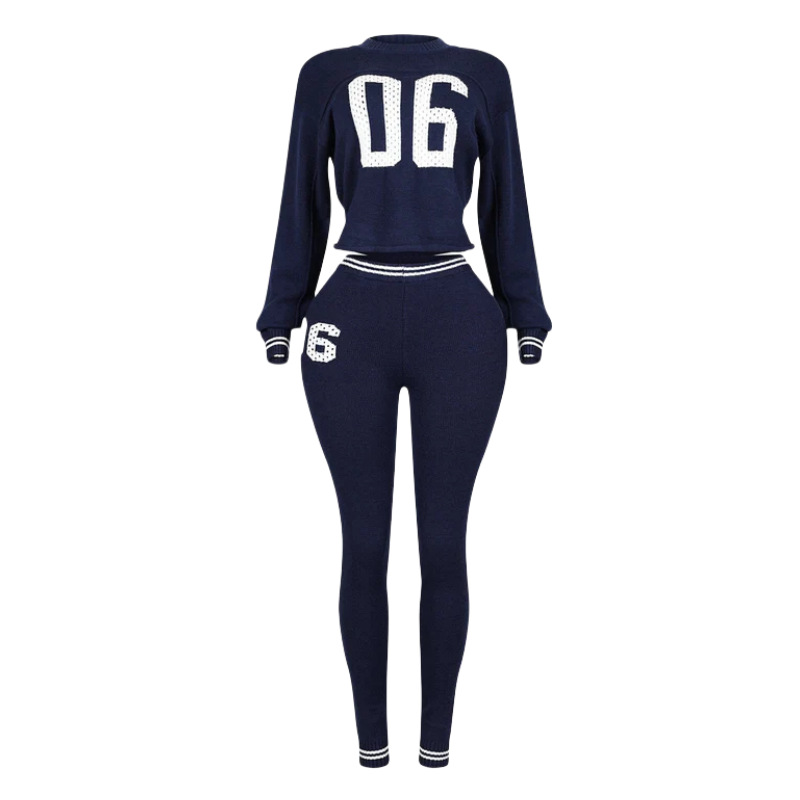 Spring Sports Fashion Long Sleeve Letter Sweater Sports Pants Two Piece Set