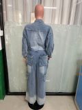 Women Cargo wide leg denim jumpsuit