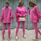 Women Spring Casual Long Sleeve Top and Long Pants Two-piece Set