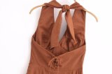 Women summer sexy v-neck backless Halter Neck dress
