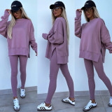Women Spring Casual Long Sleeve Top and Long Pants Two-piece Set