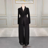 Plus size Women African tassel Blazer and pants two-piece set