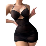 Women lace See-Through temptation nightdress thong sexy lingerie two-piece set