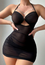 Women lace See-Through temptation nightdress thong sexy lingerie two-piece set