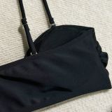 Women sexy solid mesh long skirt swimwear three-piece