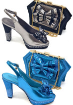 Shoe And Bag Set Combination Peep-Toe Back-Slot High Heels With Bowknot Bag
