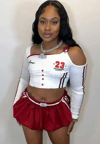 Women American Lace-Up Off-Shoulder Women Long Sleeve Sports Top