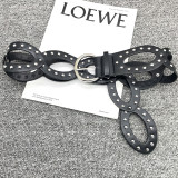 Vintage Rivet Oval Ring Pu Leather Belt Decorative Matching Skirt Black Belt