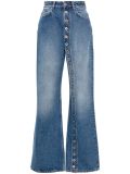 High Waist Elastic Button Straight-Leg Denim Pants