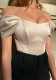 Summer Fishbone Waist Women's Satin Off Shoulder Top