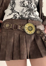 Western Denim Style Metal Ring Buckle Belt Retro Rivet Vintage Decorative Wide Belt Accessories