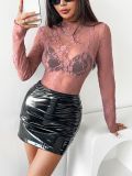 Spring Elegant Fashion Women's Lace Ruffle Slim Fit Long Sleeve Top