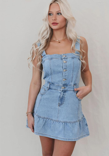 Women Denim Dress with Suspenders