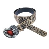 Punk Style Retro Red Heart Shape Women's Belt Y2K Versatile Gothic Belt