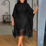 Plus Size Women Elegant Patchwork Tassel Maxi Dress