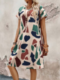 Women Summer Print Short Sleeve Casual Dress