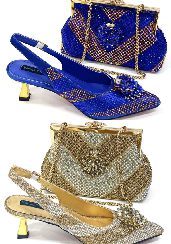 Pointed-Toe Shoe And Bag Set Combination Heels Pointed-Toe Shoes Trapezoidal Bags