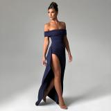 Summer Sexy Off Shoulder Low Back Slit Long Women's Dress