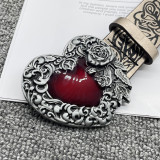 Punk Style Retro Red Heart Shape Women's Belt Y2K Versatile Gothic Belt
