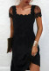 Women Winter Lace Short Sleeve Solid Dress