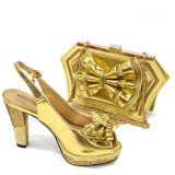 Shoe And Bag Set Combination Peep-Toe Back-Slot High Heels With Bowknot Bag