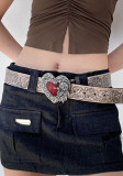 Punk Style Retro Red Heart Shape Women's Belt Y2K Versatile Gothic Belt
