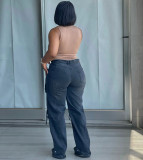 Women Fashion Denim Cargo Pants