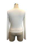 V-Neck Patchwork Lace Sexy Long-Sleeved Slim Top