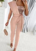 Women Winter Slash Shoulder Sequin Jumpsuit Women Winter Slash Shoulder Sequin Jumpsuit