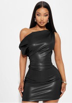 Women's Sexy Nightclub Trend Slash Shoulder Mini Bodycon Dress
