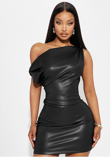 Women's Sexy Nightclub Trend Slash Shoulder Mini Bodycon Dress