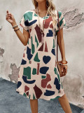 Women Summer Print Short Sleeve Casual Dress