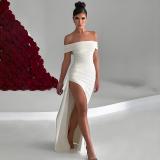 Summer Sexy Off Shoulder Low Back Slit Long Women's Dress