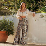 Women Winter Leopard Sequin Casual Pants