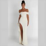 Summer Sexy Off Shoulder Low Back Slit Long Women's Dress