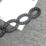 Vintage Rivet Oval Ring Pu Leather Belt Decorative Matching Skirt Black Belt