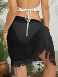 Women Skirt One-piece Beach Dress Tassel Patchwork Lace-Up Sun Shawl
