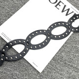 Vintage Rivet Oval Ring Pu Leather Belt Decorative Matching Skirt Black Belt