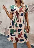Women Summer Print Short Sleeve Casual Dress