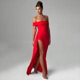Summer Sexy Off Shoulder Low Back Slit Long Women's Dress