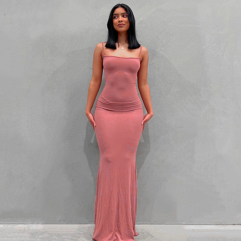 Strap Slim Maxi Dress for Summer Casual Wear