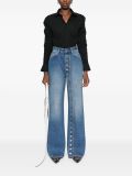 High Waist Elastic Button Straight-Leg Denim Pants
