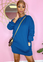 Women Casual Long Sleeve Pocket Dress