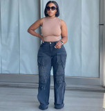 Women Fashion Denim Cargo Pants