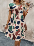 Women Summer Print Short Sleeve Casual Dress