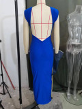 Summer Women's Sexy Tight Fitting Low Back Hollow Trend Chic Slim Waist Long Dress